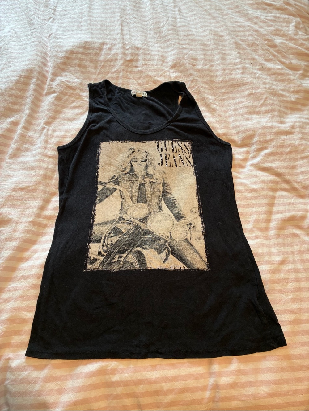 Guess Black Graphic Motorcycle Tank Top